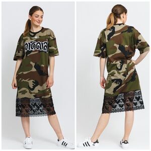 Adidas Originals Camo Lace Midi Dress XS Streetwear Urban Bangkok Sporty Chic